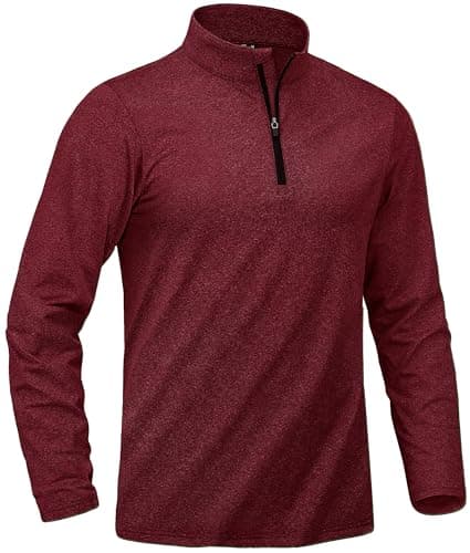 Image of KEFITEVD Men's Fleece Pullover 1/4 Zip Sports Sweatshirt Lightweight Casual Sweaters for Spring Autumn,Wine Red,XL