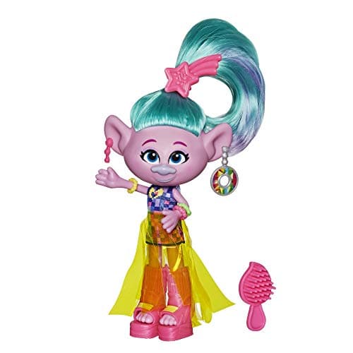 Image of DreamWorks Trolls Glam Satin Fashion Doll with Dress, Shoes and More, Inspired by the Movie Trolls World Tour, Toy for Girl 4 Years and Up