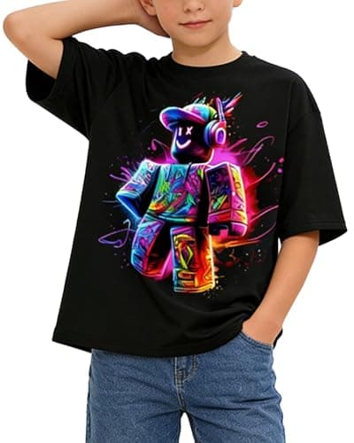 Image of Xumplo Boys Girls 3D Tshirts Kids Tops Graphic Printed Short Sleeve Tee Crew Neck Casual Kids Summer Cloth(Black,9T)