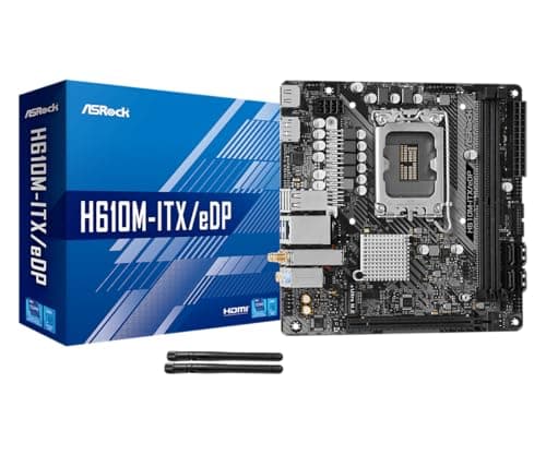 Image of Asrock H610M ITX/eDP, Intel H610, 1700, Mini ITX, 2 DDR4, HDMI, DP, eDP, Wi-Fi, PCIe4, 1x M.2
