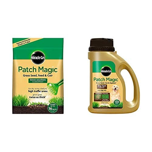 Image of Miracle-Gro Patch Magic Grass Seed, Feed and Coir 3.6 kg - 48 Patches & Patch Magic Dog Spot Repair 1293 g