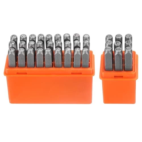 Image of sourcing map 36pcs Metal Stamping Kit 1/8" (3mm) Steel Lowercase Letter and Number Punch Set (A-Z / 0-8 / "&" Symbol) Artistic Font Punch Press Tool for Imprinting Metal Plastic Wood Leather