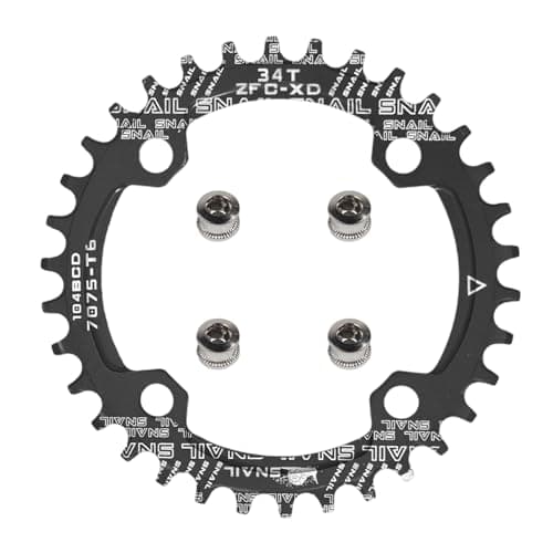 Image of yongness Bicycle Chainring 104 BCD 32T 34T 36T 38T Single Narrow and Wide Sprocket Suitable for Road Bicycles, Mountain Bikes, BMX Crowns (Black 34T)