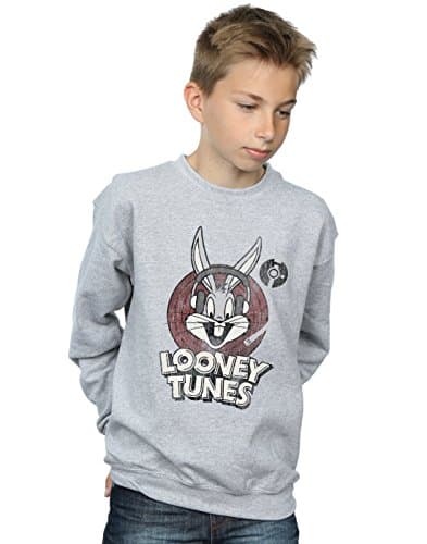 Image of Absolute Cult Looney Tunes Boys Bugs Bunny Circle Logo Sweatshirt Sport Grey 9-11 Years