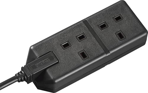 Image of Masterplug Two Socket Double Extension Lead, 4 Metre Cable, Unswitched, Heavy Duty, Rewireable, 2-Way Plug Extension Cable, Work Power, Permaplug, Black, 13A, 2G, 4m, EXS1324B