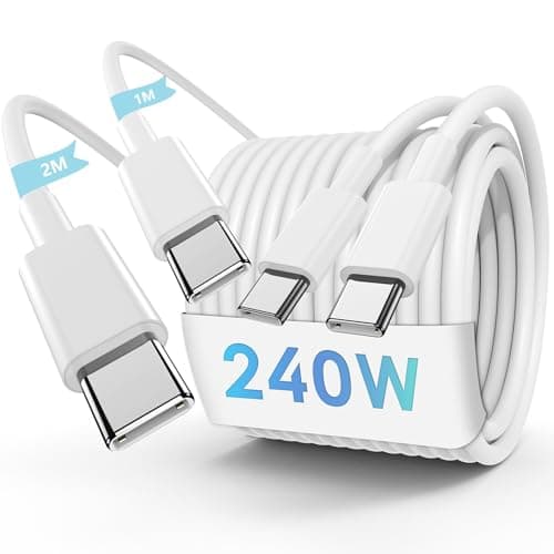 Image of 240W USB C to C Cable, [1M+2M]Type C Fast Charging Lead, USB-C Charge Cord Wire for MacBook Pro/Air 16 15 14 13 inch/2025 2024 2023 2022 2021/M5 M4 M3 M2 M1/Laptop,iPad,iPhone 17/16/15, Samsung Galaxy