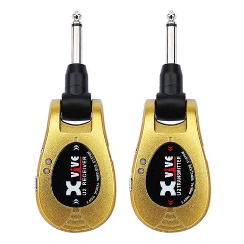 Image of Xvive U2 Wireless Guitar System Gold 2.4GHz Transmitter and Receiver for Electric Guitar, Bass, Violin, Keyboard