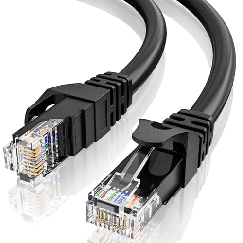 Image of 10m Ethernet Cable Cat6, Long High Speed Internet Cable 10 Meter, 23AWG RJ45 Gigabit LAN Cable, 1Gbps 250MHz UTP Network Cable, Black Round Patch Cable for Router Modem Switch (10 Cable Clips)