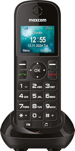 Image of Maxcom MM35D SE - 2G - Big Button - Cordless Mobile Desk Phone for Home and Office use with SIM Card - USB-C Desktop Charger - UK Plug - Black