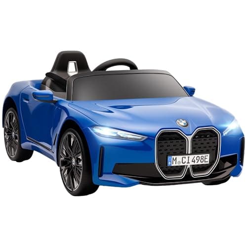 Image of HOMCOM BMW i4 Licensed 12V Electric Car for Kids, Kids Electric Ride-on with Remote Control, Suspension Wheels, Music, Horn, Lights, MP3 Slot, Portable Battery, for Ages 3-6 Years - Blue