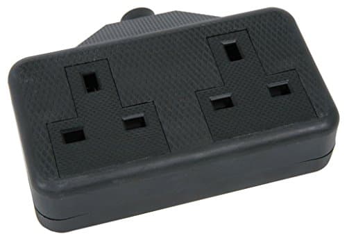 Image of Mercury 429.625UK Rubber 2 Gang Trailing Socket, Black, 1 - pack