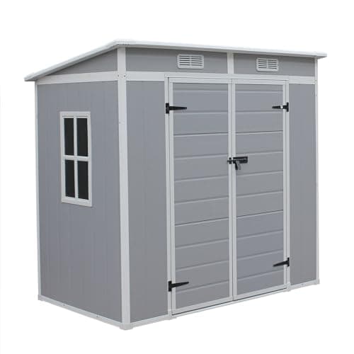 Image of Panana Outdoor Storage Sheds Includes Plastic Floor,Plastic House Tool Shed Box,4ft,5ft,6ft (6x4f Pent roof)