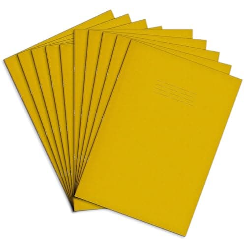 Image of Rhino Oversized Exercise Books, 48-Page / 8mm Lined with Margin Paper Notebook, 10-Pack, 13 x 9 Writing Book, Office & School Stationery Supplies, Yellow