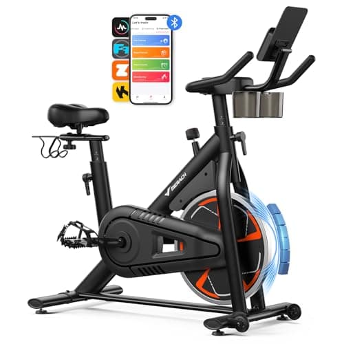Image of MERACH Pro Magnetic Exercise Bike, 18lb Heavy Flywheel Indoor Cycling Bike, Ultra Quiet Magnetic Resistance, Shock-Absorbing Extra Large Seat, Smart App Connected Stationary Bike, Up to 330 lb-S36