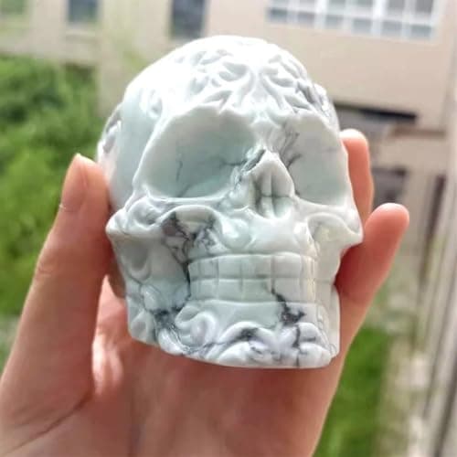 Image of NHKSFBLQ Crystal Crystal Skull Red White Hand Engraved Engraved Home Decor Gift