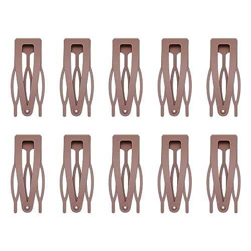 Image of Etercycle 10 Pcs Double Grip Hair Clips, Metal Snap Hair Clips Barrettes Women Hair Making Salon Supplies Hair Accessories (Brown)