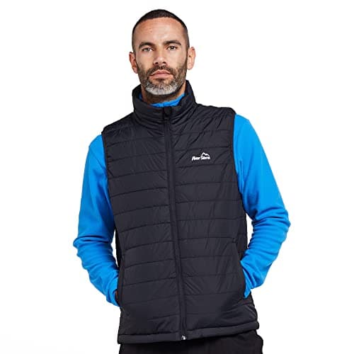 Image of Peter Storm Men's Blisco II Gilet with Collar & Hand Warmer Pockets, Insulated Vest, Warm, Water-repellent, Lightweight & Packable Bodywarmer (UK, Alpha, XS, Regular, Regular, Black)