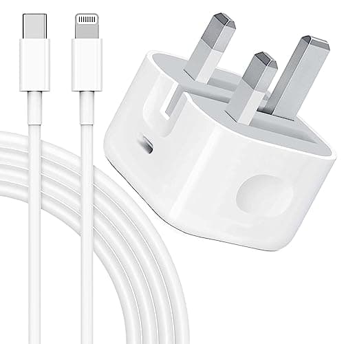 Image of Duracell iPhone USB C Fast Charger [Apple MFi Certified] 20W PD UK Type Power Block Wall Plug Adapter with 2M USB-C to Lightning Cable Compatible 14 13 12 11 X iPad AirPod - White