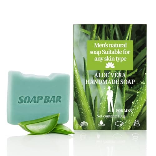 Image of APPTI Mens Handmade Bar Soap, Cold Pressed Bar Soaps for Men, Natural Moisturizing Cleansing Soap Bar for Face & Body, Aloe Vera