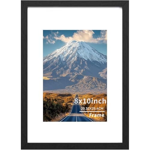 Image of 8x10 Picture Frame,8"x10" (20.32x25.4cm) Wooden Frame,Wall-Mounted Poster Frame, Photo Frames with Acrylic Glass (Not Glass), Landscape or Portrait,8x10 Black Frames with 5x7 Mount,1 Pack