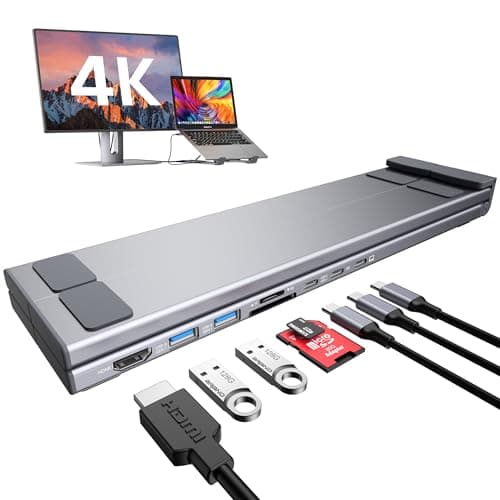 Image of USB C Laptop Docking Station Stand, 7 in 1 Hub with 4K HDMI, 2 USB 3.1, PD 100W, Universal Dock for MacBook Pro/Air/Dell/HP/Surface/Lenovo, Plug and Play