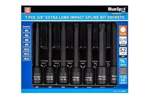 Image of Blue Spot Tools 7PCE 3/8" Extra Long Impact Spline Bit Sockets (M5-M14)