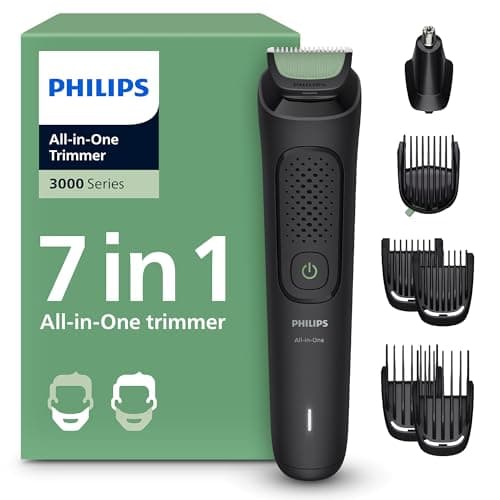 Image of Philips Multigroom 3000 Series All-in-One 7-Piece Trimmer - Shaver and Clipper for Beard and Hair, Self-Sharpening Skin-Friendly Blades, 10 Length Settings, Model MG3930/15
