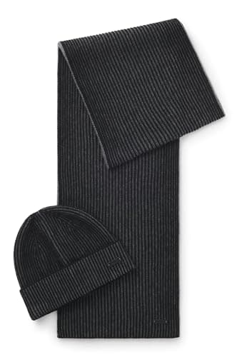 Image of BOSS Mens Ercole SET Scarf and hat set with logo labels