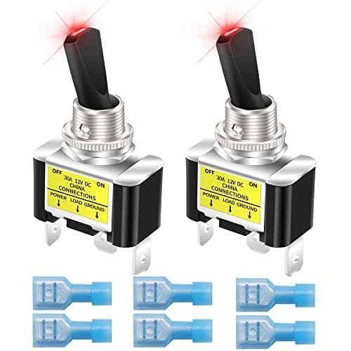 Image of Gebildet 2Pcs Rocker Lighted Toggle Switch 12V 30A Heavy Duty Racing Car Automotive Auto SPST ON/Off Toggle Switch LED Illuminated 12mm Size (Red)