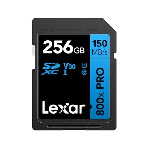Image of Lexar High-Performance 800x PRO SD Card 256GB, SDXC UHS-I Card up to 150MB/s Read, V30/U3/C10 SD Memory Card for Point-and-shoot, mid-range DSLR cameras, and HD camcorders Camera (LSD0800P256G-BNNAA)