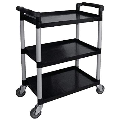 Image of Vogue Polypropylene Mobile Trolley - Small, Black & Silver, Size: 950(H) x 825(W) x 412(D)mm, Capacity: 130 kg, Restaurant Catering Trolley, CF101