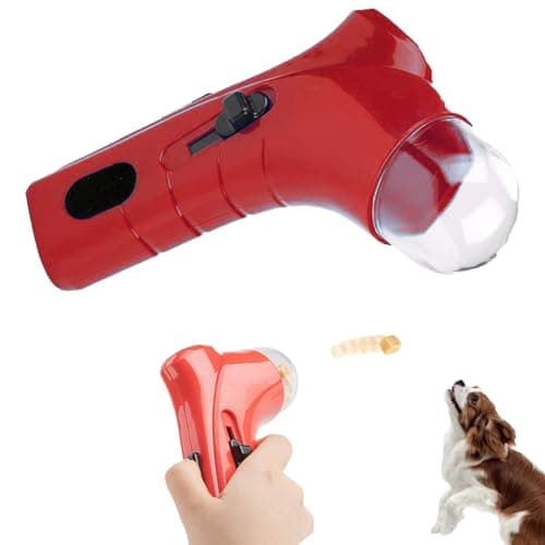 Image of Pet Treat Snack Launcher, Dog Food Feeder, Snack Treat Catapult Dispenser, Snack Dispenser for Dog Cat, Interactive Tool Ejecting Treat Dispenser, Treat Gun Cat Dogs (Red)