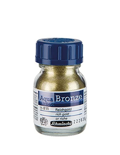 Image of Schmincke - Aqua-Bronze, rich gold, 20 ml, 15 811 032, shiny metallic effects on gouache and watercolour paintings, paper, cardboard, painting board, canvas