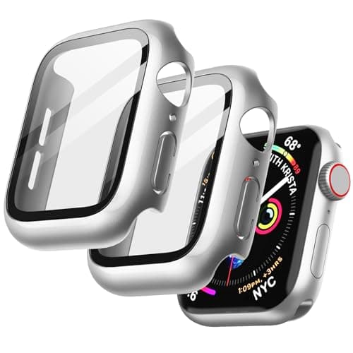 Image of JETech Case with Screen Protector for Apple Watch SE 3/2/1 (2025/2022/2020) / Series 6 5 4 44mm, Overall Protective Cover, Built-in Tempered Glass Film High Sensitivity, 2 Pack (Silver)