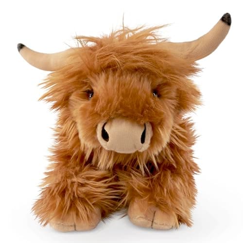 Image of Living Nature Lying Highland Cow Brown Soft Toy | Farm Toy | Soft Toy Gift for Kids | 18 cm