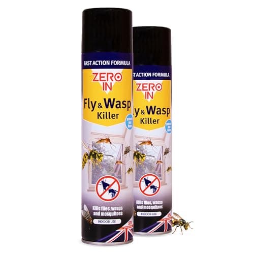 Image of Zero In Fly & Wasp Killer – Fly Spray for the Home - Fast-Acting Aerosol Surface Treatment for Immediate Results - Kills Insects on Contact - Long-Lasting Protection - 300ml x2