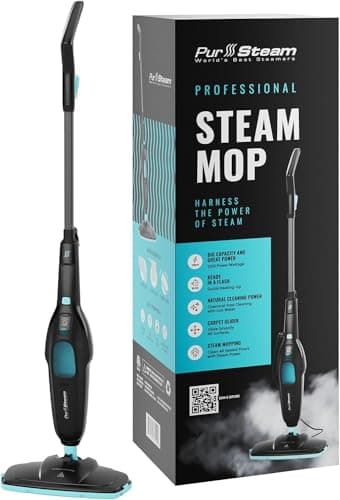 Image of PurSteam Professional Steam Mop | Multi-Surface Floor Cleaner for Hardwood, Tile, Laminate & Carpet | Fast Heating, Lightweight & Chemical-Free Cleaning