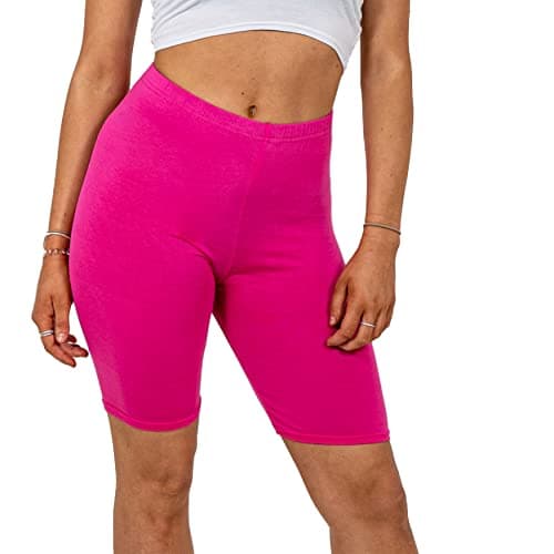 Image of Missloved Ladies Womens Cycling Dancing Gym 1/2 Leggings Active Casual Shorts (Cerise Pink, 20-22)