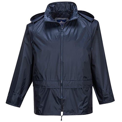 Image of Portwest L440 Essentials Rainsuit Waterproof Lightweight Breathable Jacket & Trousers Pack-Away Hood Adjustable Fit Taped Seams Outdoor Workwear Protection, Navy, XL