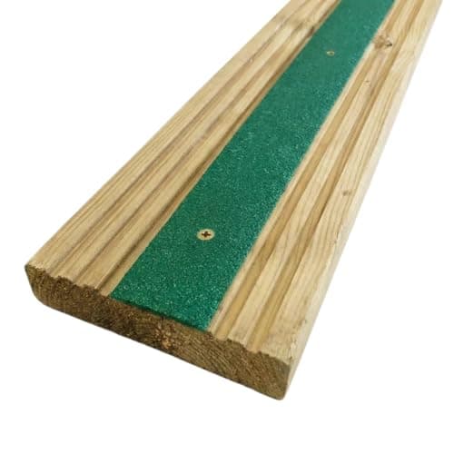 Image of GreenTec GRP Anti Slip Decking Strip – Heavy Duty Non Slip Safety Tread for Decking, Outdoor Steps, Stairs & Ramps – Multiple Sizes & Colours (1, Green, 600mm x 50mm x 3mm)