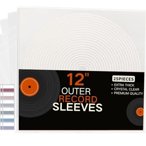 Image of 25 x Vinyl Record Outer Sleeves 12" LP|Extra Thick 140 Micron|With Sticky Notes|Glass Clear & Made From Polypropylene | Fit Single Albums LPs