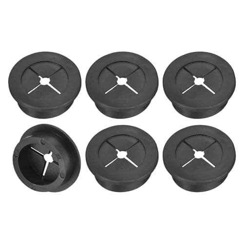 Image of TA-VIGOR 6Pcs Rubber Desk Cable Grommet, 1-1/4 Inch (32mm) Flexible Cable Hole Cover for Office Desk & Worktops, Quiet Wire Organiser with Tight Fit Cable Port – Black