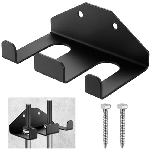 Image of For Olympic Barbell Holder, Vertical Wall Mounted Barbell Storage Rack Brackets Hooks for Home Fitness Equipment Garage Gym Accessory Hanging Storage(Black/2 Bars)