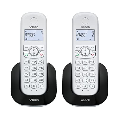 Image of VTech CS1501 DECT Cordless Phone with Call Block, 2 Handsets, Intercom, Landline House Phones, White, Caller ID/Call Waiting, Redial, Handsfree, illuminated Display and Keypad