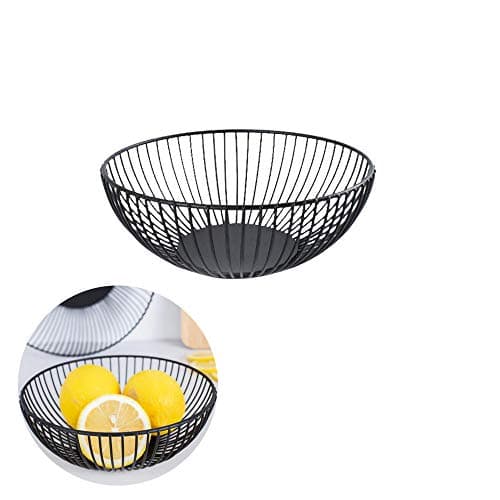 Image of Singeru Nordic Metal Fruits Basket Iron Fruit Bowl Snack Plate Vegetable Storage Basket Black (Small)