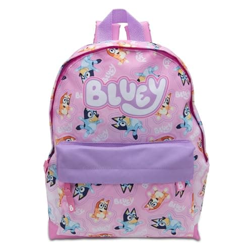 Image of Bluey Kids Backpack Preschool Childrens Bag Girls Nursery Rucksack With Front Pocket - Pink