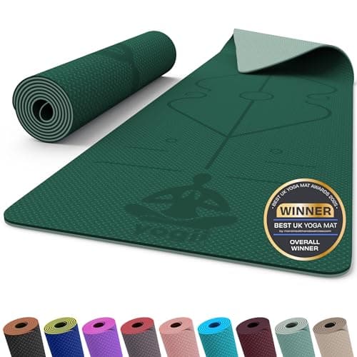 Image of Yogii Yoga Mat - Non-Slip 6mm Thick TPE & Travel-friendly Yoga Mat - Perfect for Home & Gym Exercise Fitness & Pilates - With Laser Alignment Guides for Men & Women
