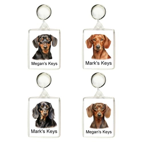 Image of Key Expressions Personalised DACHSHUND (SAUSAGE DOG) Keyring/Bag Tag - FOUR DESIGNS AVAILABLE