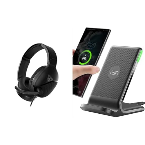 Image of Turtle Beach Recon 200 Gen 2 Amplified Gaming Headset - PS4, PS5, Xbox Series X|S One & INIU Wireless Charger, 15W Fast Wireless Charging Stand Qi Certified Sleep-friendly Adaptive Light