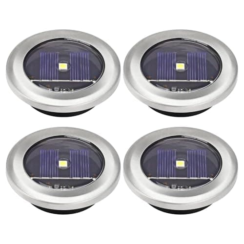 Image of White or Colour Changing Stainless Steel Solar Powered Outdoor LED Deck Decking Lights Waterproof Weather Resistant - Pathway Garden Deck Lawn Patio or Driveway Lights (White, x 4)